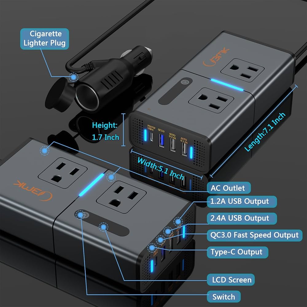 POWER INVERTER 300W CON CONECTOR USB D.WORLD DW-7611 MD