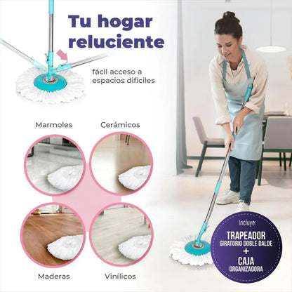 TRAPEADOR GIRATORIO PLASTICO CON BASE DE ALUMINIO