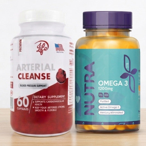 COMBO ARTERIAS FUERTES & CORAZÓN SANO (ARTERIAL CLEANSE + OMEGA 3 NUTRA)